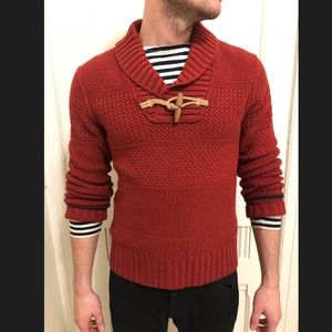 Banana Republic Red Shawl Neck Sweater with Toggle